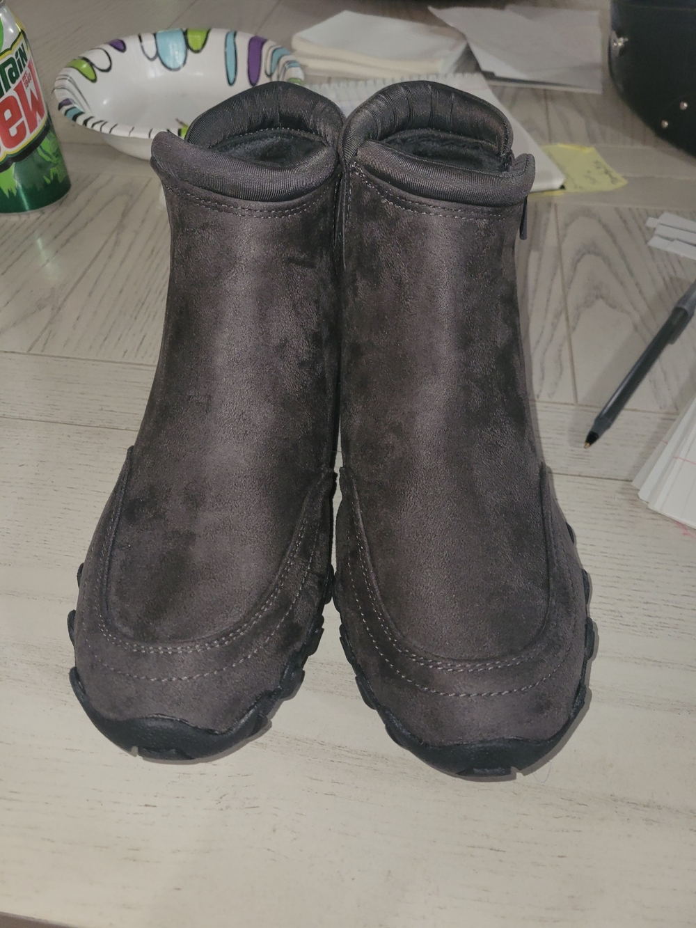 comfortview Kids Suede-Look Ankle Boots in Dark Gray